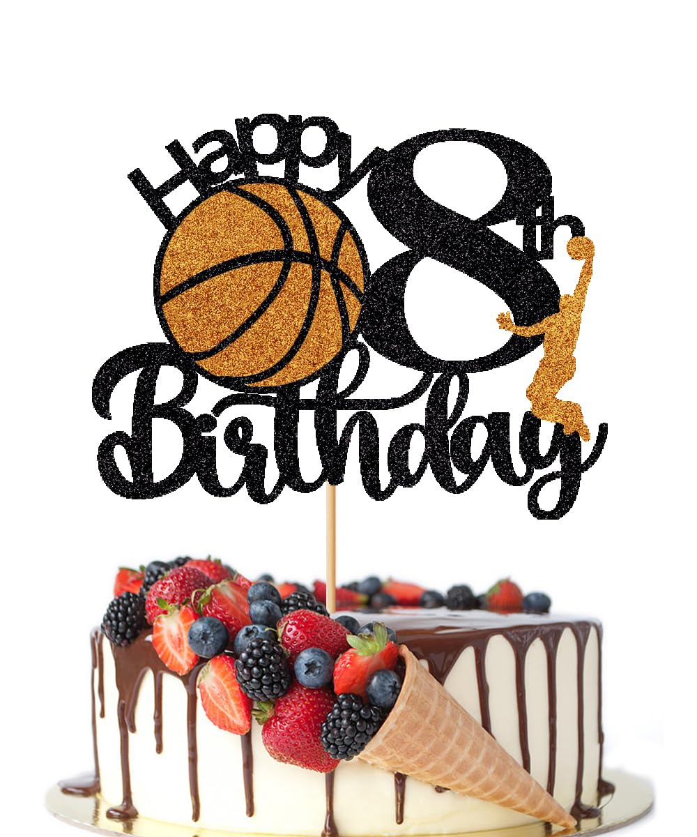 Crseniny Basketball Cake Topper - 8th Birthday Party Decorations, Kids Sports Theme, Suitable for Boys and Girls