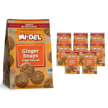 Mi-Del Ginger Flavored Snaps - Crunchy Ginger Cookies - Swedish Ginger Snaps Cookies Old Fashioned - Non-GMO Certified, 0g Trans