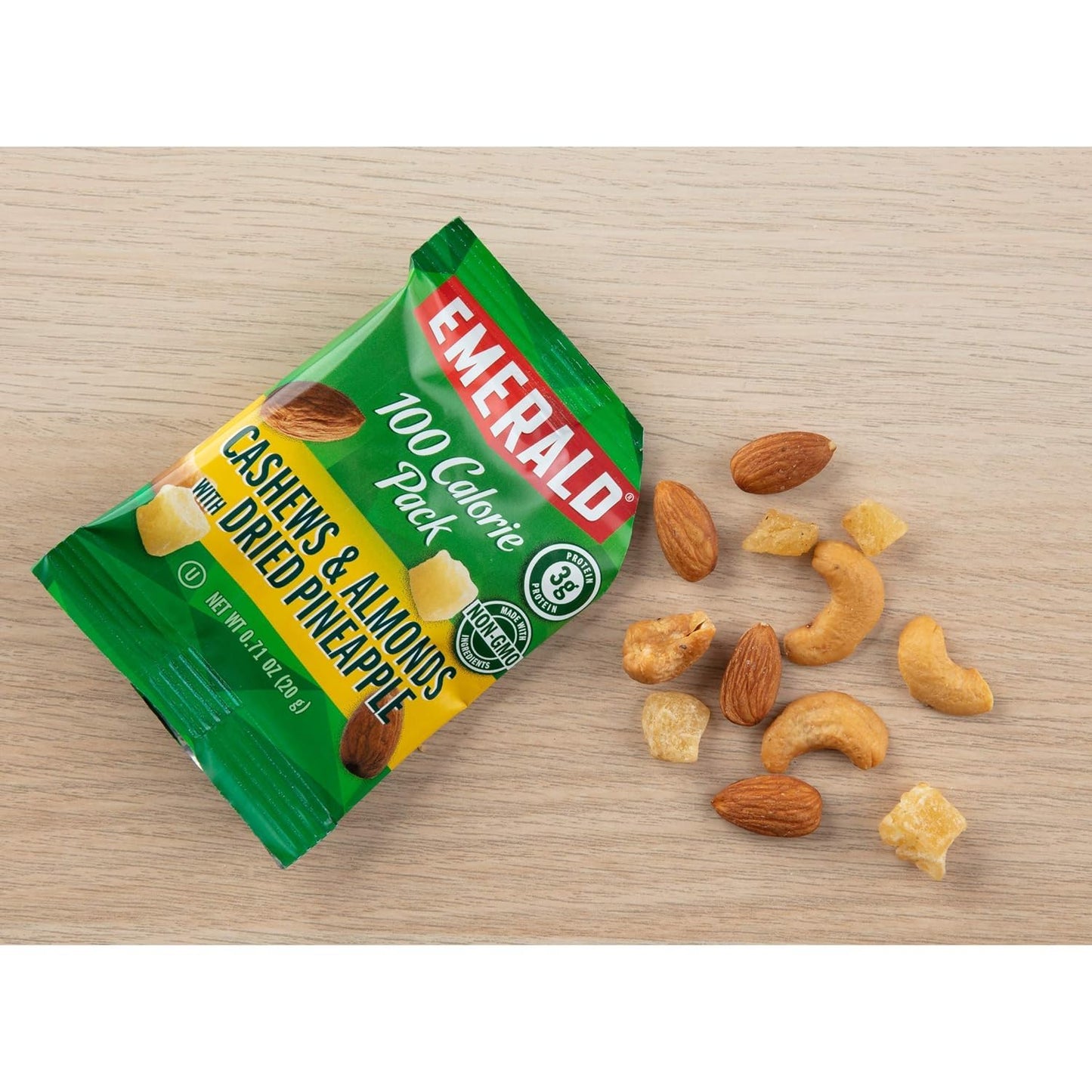 Emerald Nuts Cashews And Almonds With Dried Pineapple, 100 Calorie Packs, 7 Count, 4.97 Oz (Pack Of 2)