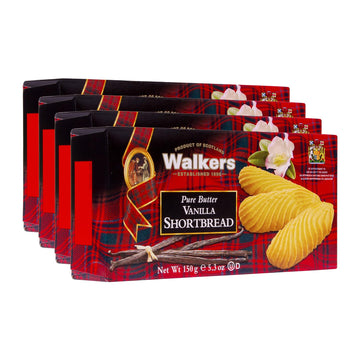 Walker's Shortbread Vanilla Cookies, Pure Butter Shortbread Cookies, 5.3 Oz Box (Pack of 4)