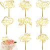 DIYASY 9 Pcs Happy Mothers Day Cake Topper, Acrylic Cake Toppers Double-Sided Glitter Cupcake Picks Decoration for Best Mom Part