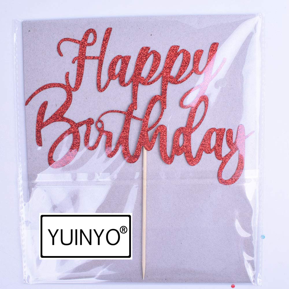 Yuinyo Handmade Glitter Happy Birthday Cake Topper, Happy Birthday Cake Bunting Decor,Birthday Party Decoration Supplies (Purple