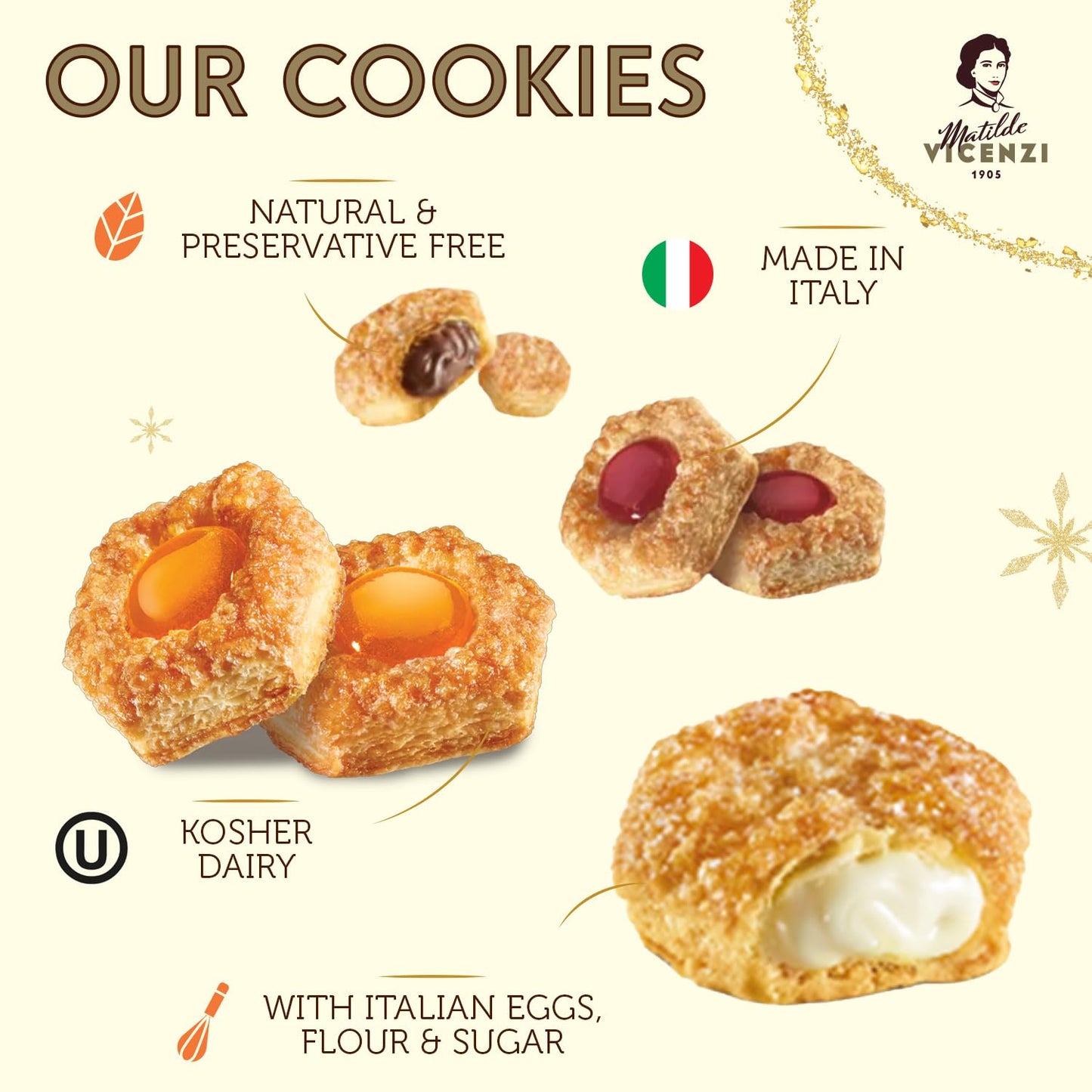 Pasticceria Matilde Vicenzi 5 Oclock Tea Time Cookie Assortment Gift Tin - Butter Pastries, Chocolate & Vanilla Filled Gourmet Cookies - Bakery Snacks Made In Italy For Gifting - 13.76Oz (390G)