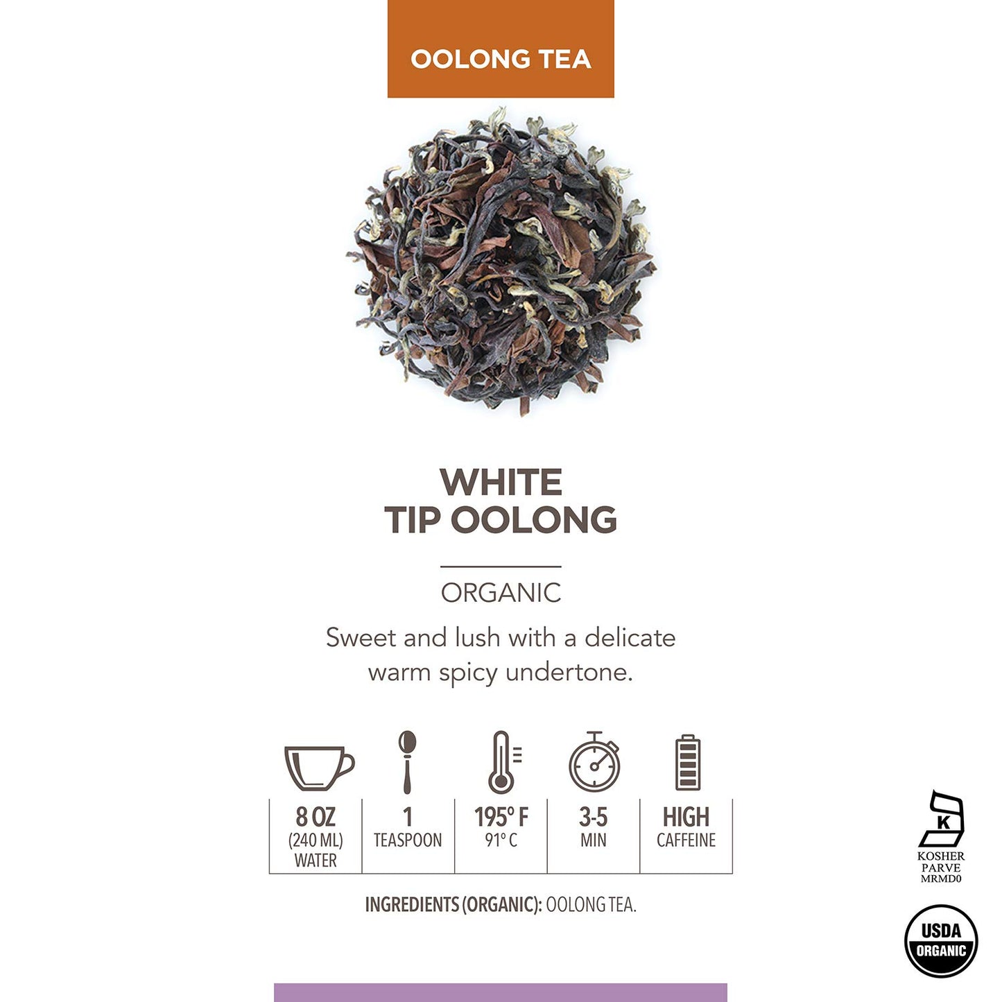 Teabloom Organic White Tip Oolong Loose Leaf Tea, Sweet And Lush With A Delicate Warm Spicy Undertone, Usda Organic, 3.53 Oz. /1