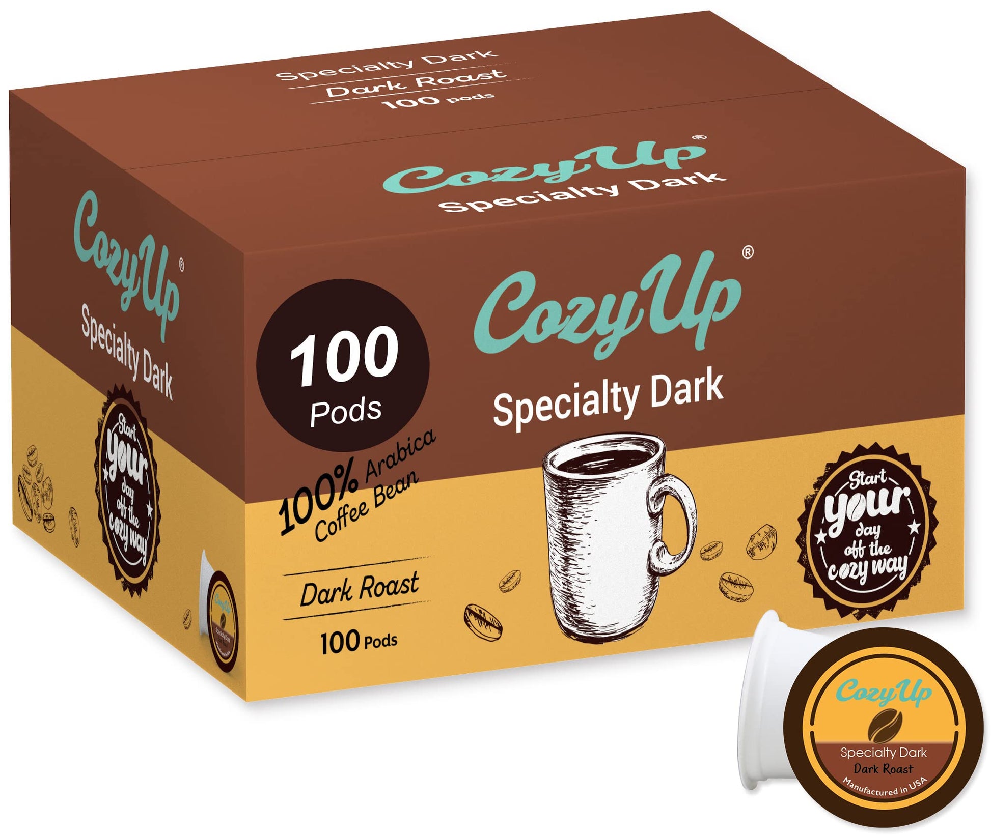 Cozy Up | 100-Count | Specialty Dark Single-Serve Coffee Pods Compatible with Keurig K-Cup malt-inspired | Dark Roast Coffee