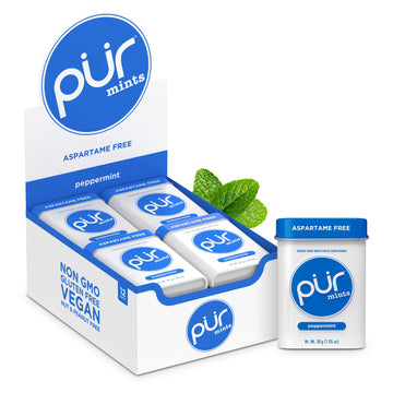 Pur Mints | Aspartame Free Mints | Made With Xylitol | Sugar Free, Vegan, Gluten Free & Keto Friendly | Natural Peppermint Flavo