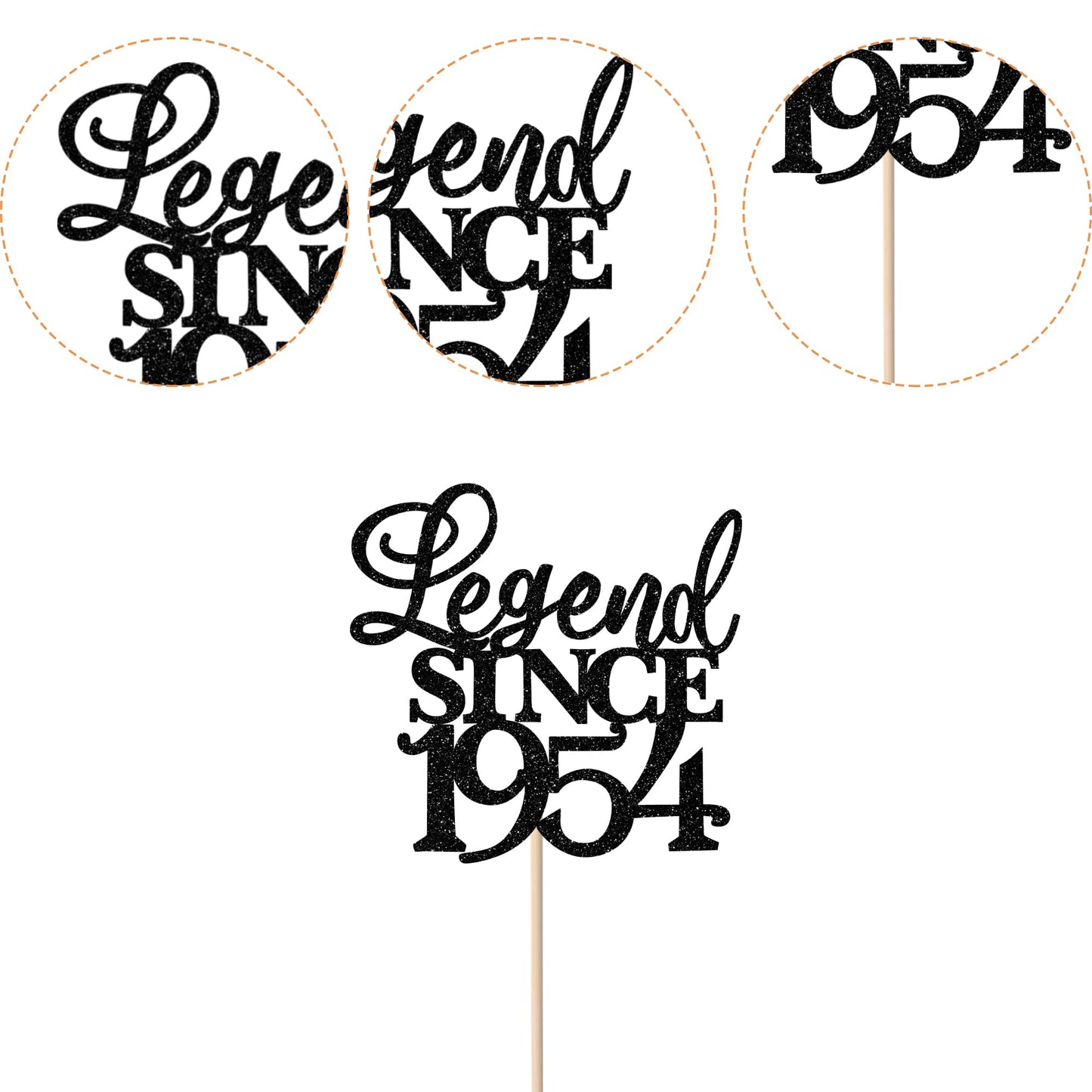 Rssta i Cake Topper - Legend Since 1955, Glitter, 5.3x9.2 inch, Cardstock, Black, Model XM310-black 1953, Birthday & Anniversary