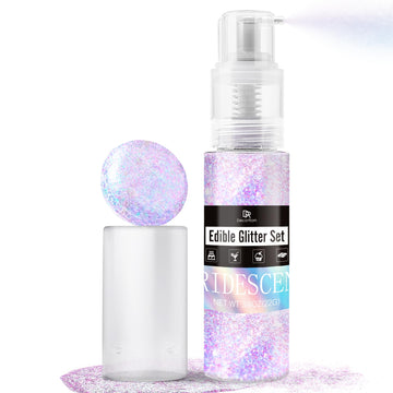 DecorRom Iridescent Edible Glitter Spray, 3/4oz Luster Dust, Food Grade Shimmer Powder for Cake Decorating and Cocktails
