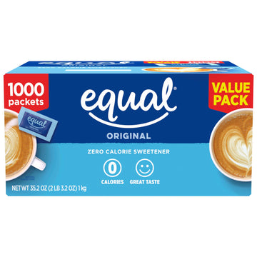 EQUAL 0 Calorie Sweetener, Aspartame and Acesulfame-K Sweetener Packets, Zero Calorie Sugar Alternative, Erythritol Free, 1000 C