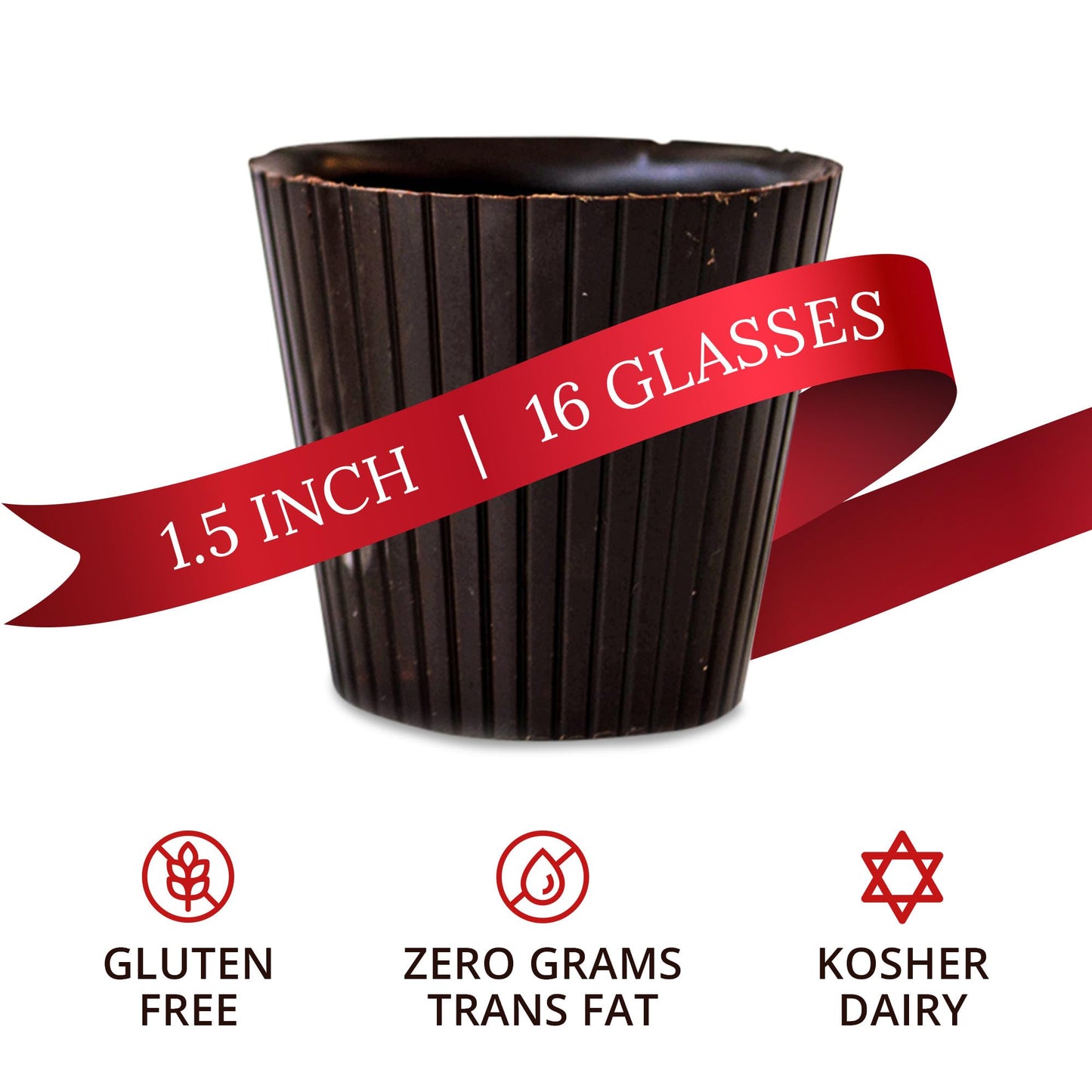 Langs Chocolates Dark Chocolate Shot Glasses, Dairy Free, Gluten Free, 16 Count, Brown