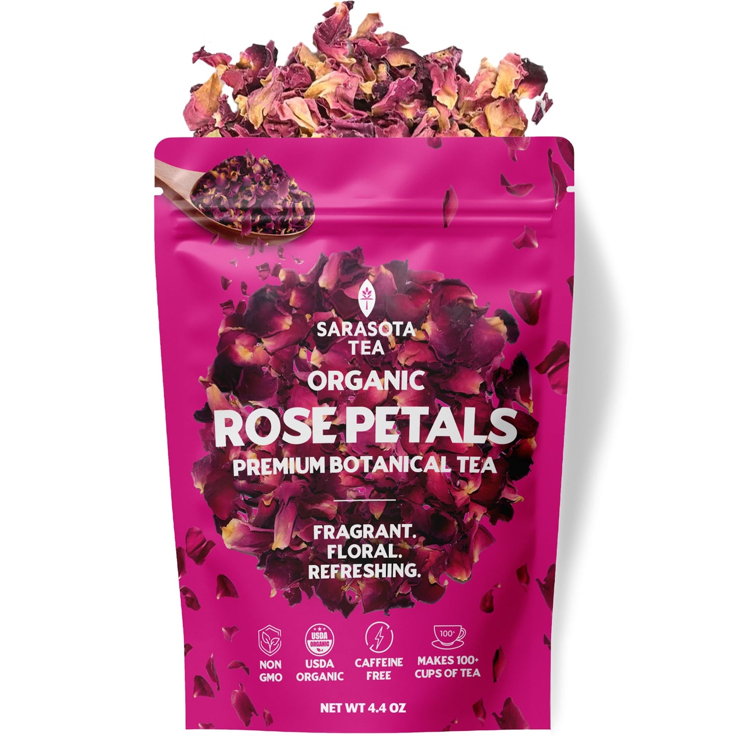 Organic Rose Petals Loose Herbal Tea | 100% Usda Organic Dried Rose Flowers | Energy Blend-Free | Top-Grade Culinary & Tea Grade | 4.4Oz Bag | Floral & Aromatic | Non-Gmo | Natural Beauty & Relaxation