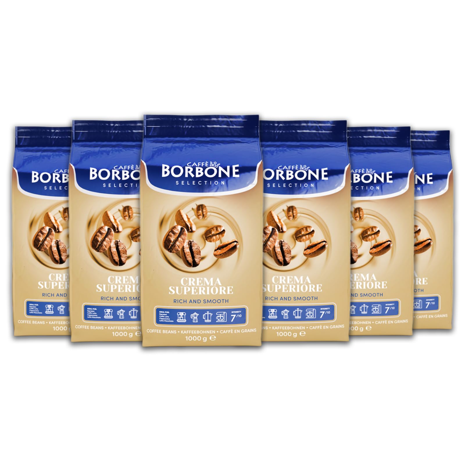 Caff Borbone Whole Bean Coffee, Crema Superiore, Arabica and Robusta Blend - Roasted and Freshly Packaged in Italy - 2.2 Pound B