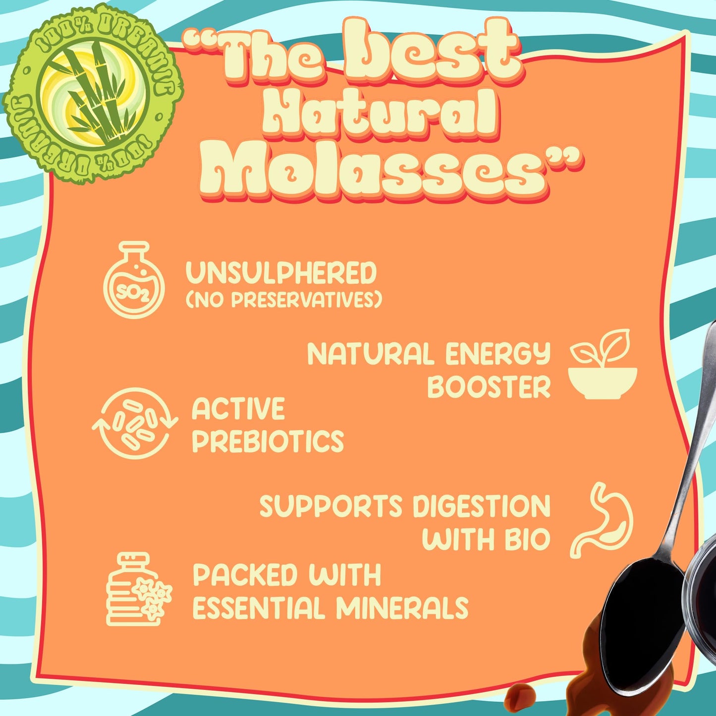 Better Than Honey Organic Blackstrap Molasses 20 Fl oz (32oz weight) - Unsulphured Natural Molasses with Rich Flavor for Baking,