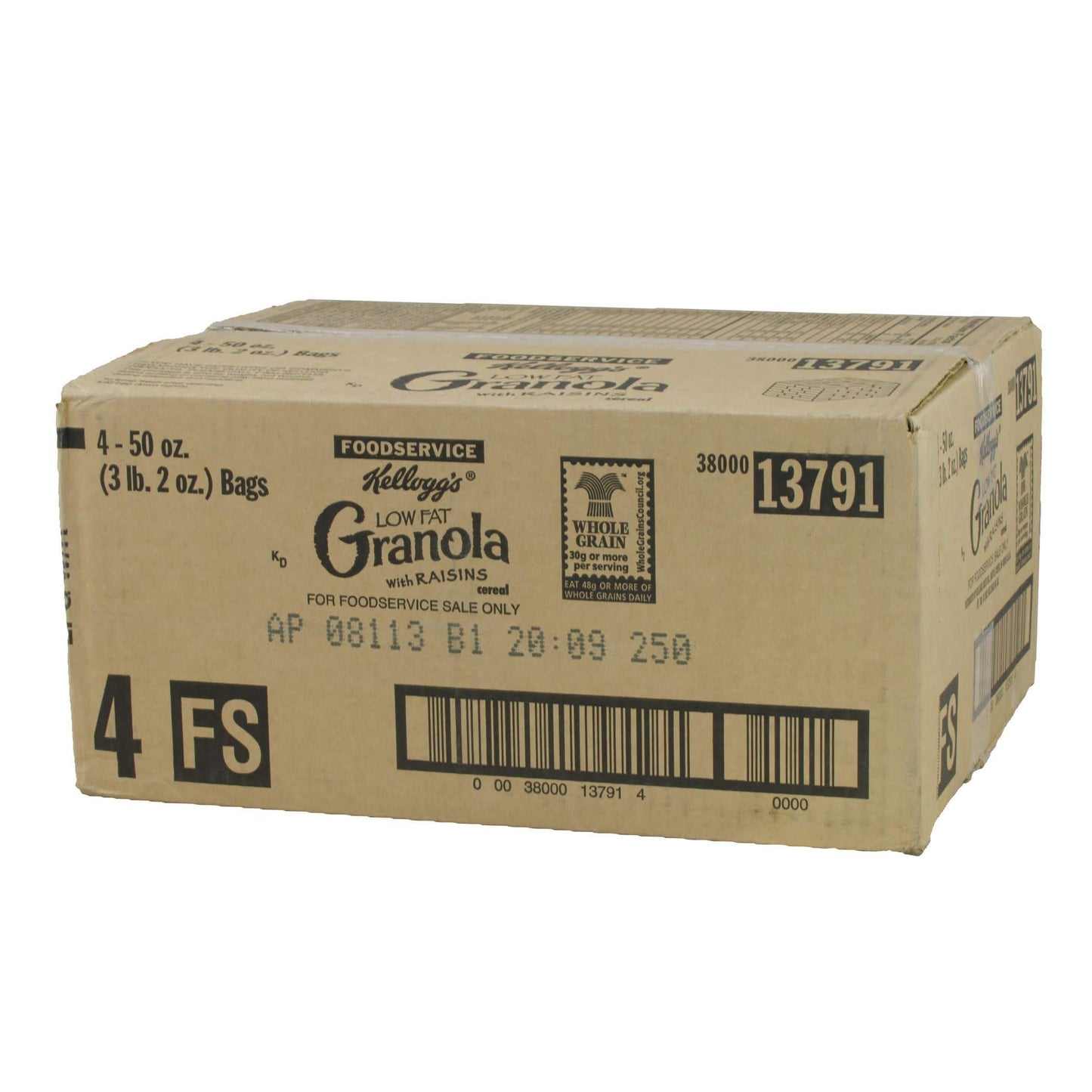 Kelloggs Low Fat Granola, Cereal, With Raisins, 50oz (4 count)