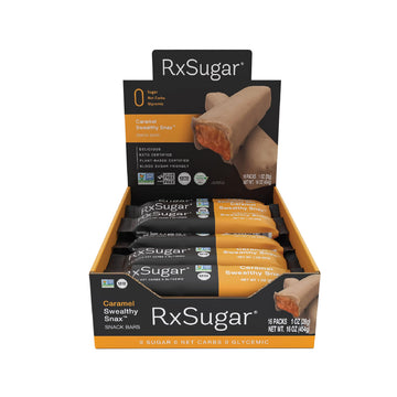 RxSugar Caramel Swealthy Snax, Diabetes & Keto Friendly, Sugar-Free Candy and Snack Bars Made with Allulose, Zero Net Carbs, Non