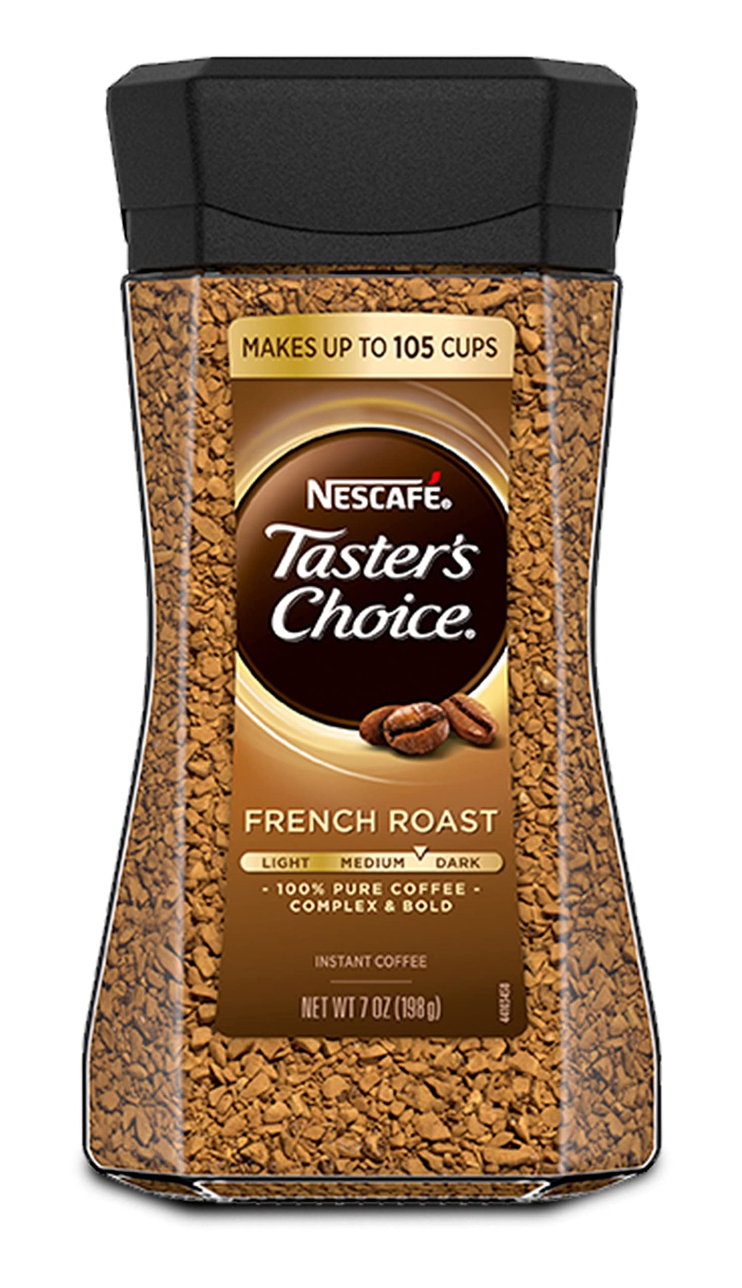 Tasters Choice French Roast Instant Coffee, New Jar, 2 Bottles X 7 Oz Canister.