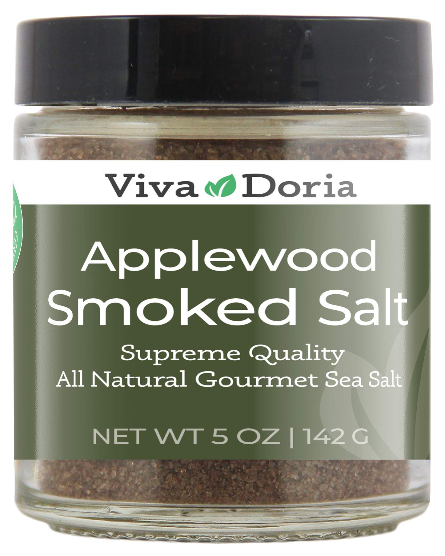 Viva Doria Applewood Smoked Sea Salt, Fine Grain, 5 Oz Glass Jar