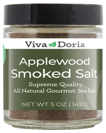 Viva Doria Applewood Smoked Sea Salt, Fine Grain, 5 Oz Glass Jar
