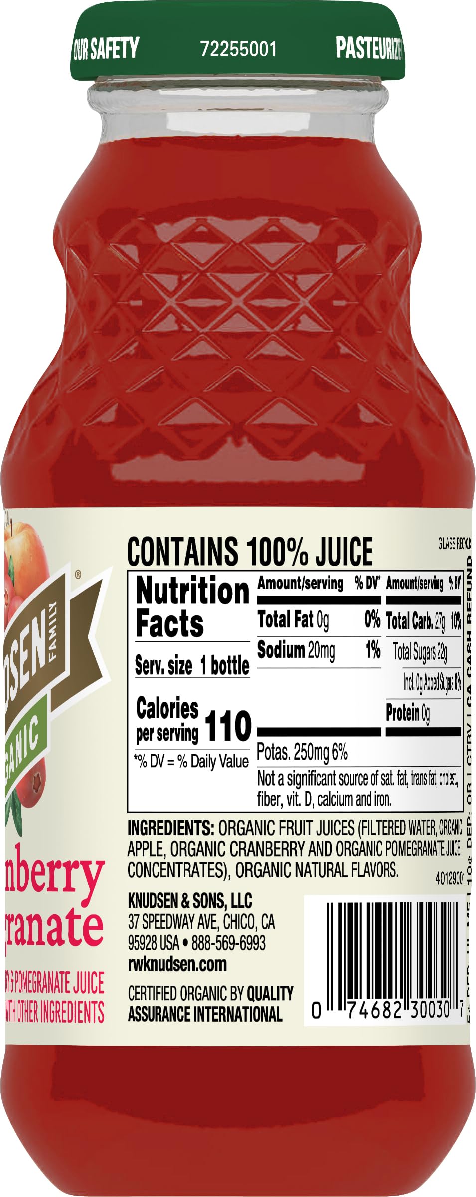 R.W. Knudsen Organic Cranberry Pomegranate Juice, 8 Fl Oz (12 Pack)