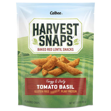 Harvest Snaps Veggie Chips (Red Lentil Snack Crisps Tomato Basil, 3.0 Oz) | Powered By Plant Protein, Gluten Free, Non-Gmo Baked