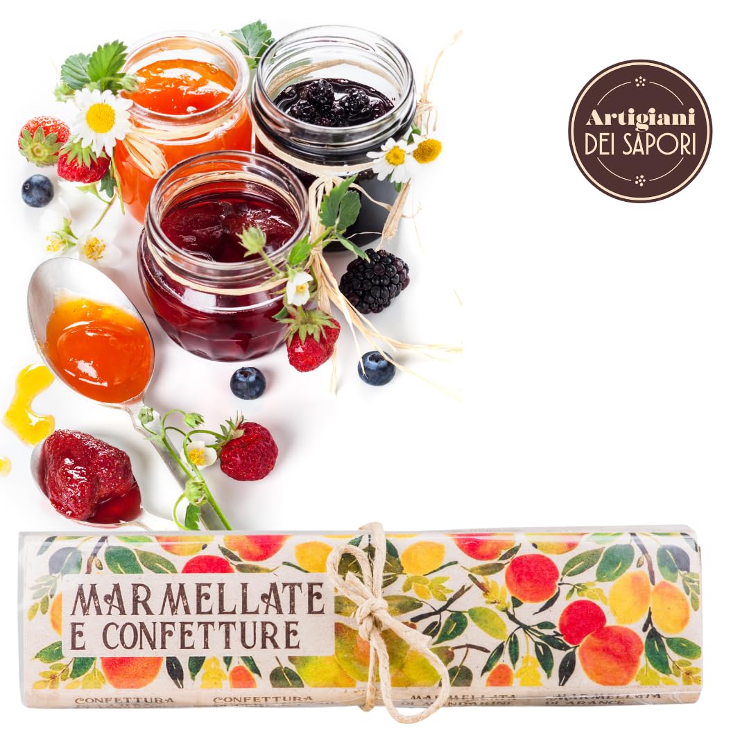 ARTIGIANI DEI SAPORI - Mini Marmalade, Jam Sweet Spread Gifts 1.3 oz each, Mixed Berries Jam, Strawberry And Lemon Jam, Orange A