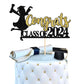 YCTHUNFISH Graduation Cake Toppers, Glitter 2025, 6.0 x 3.6, Gold & Black, Class of 2025 Decorations for High School Girls