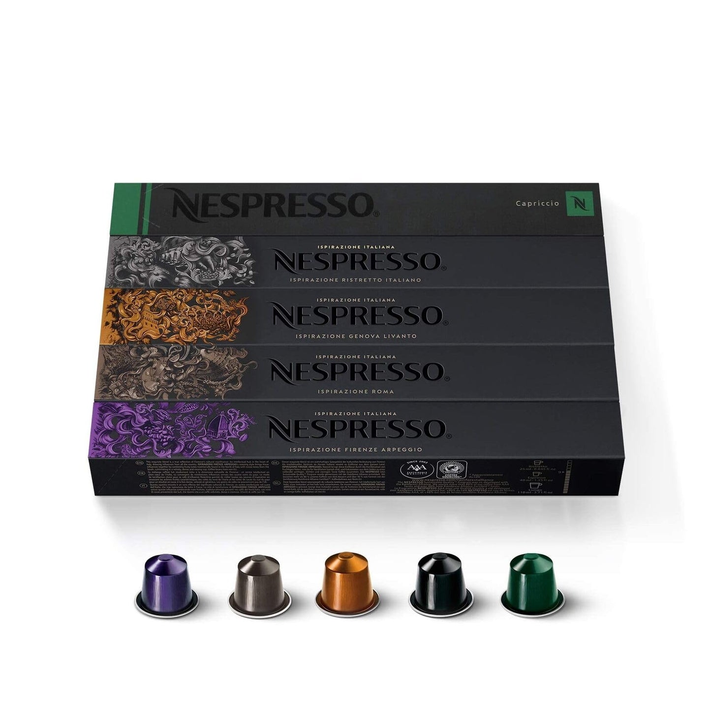 Nespresso Ispirazione Espresso Variety Pack, Medium Roast Coffee Pods, 100 Count, Model 18550266
