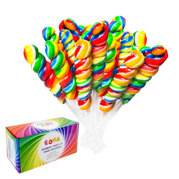 Rainbow Twisty & Swirl Lollipops 20 Pack, Unicorn Candy Twist Lollipops Individually Wrapped Suckers, Kid's Lollipops Candy Bulk