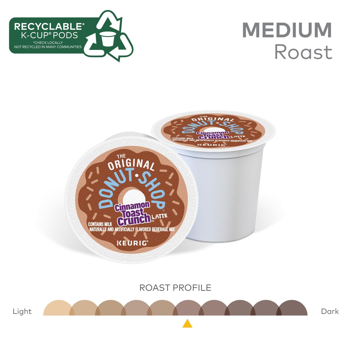 The Original Donut Shop Cinnamon Toast Crunch One-Step Latte, Keurig Single Serve K-Cup Pods, 60 Count (6 Packs Of 10)