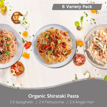 Caloless Konjac Shirataki Noodles 6-Pack (Angel Hair/Fettuccine/Spaghetti) Low Carb Keto Pasta, Gluten Free, Vegan, Keto Paleo F