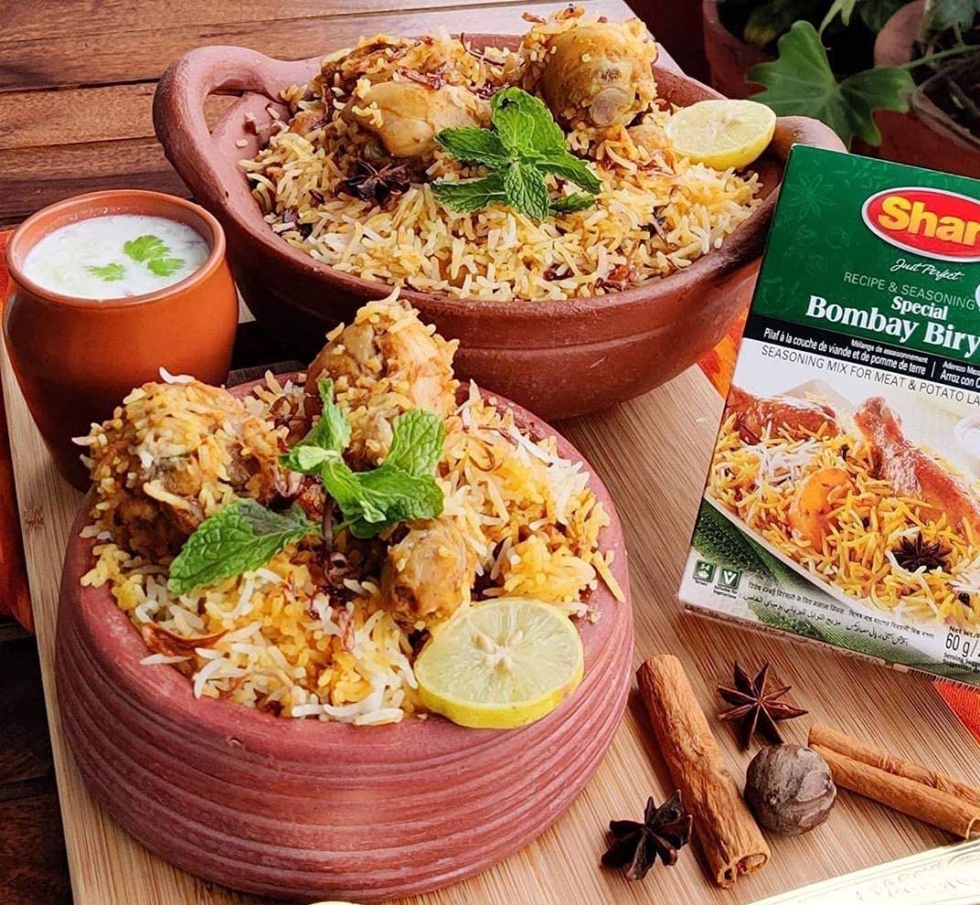 Shan Bombay Biryani Recipe & Seasoning Mix, 2.11 Oz (60G) – Authentic Indian Spice Powder For Chicken, Meat, And Potato Layered Pilaf – No Preservatives | Airtight Packaging For Freshness (Pack Of 6)
