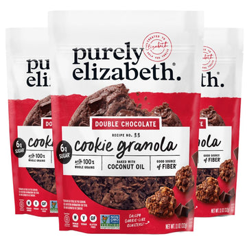 Purely Elizabeth Cookie Granola, Double Chocolate, Gluten-Free, Non-Gmo (3 Ct, 11Oz Bag)