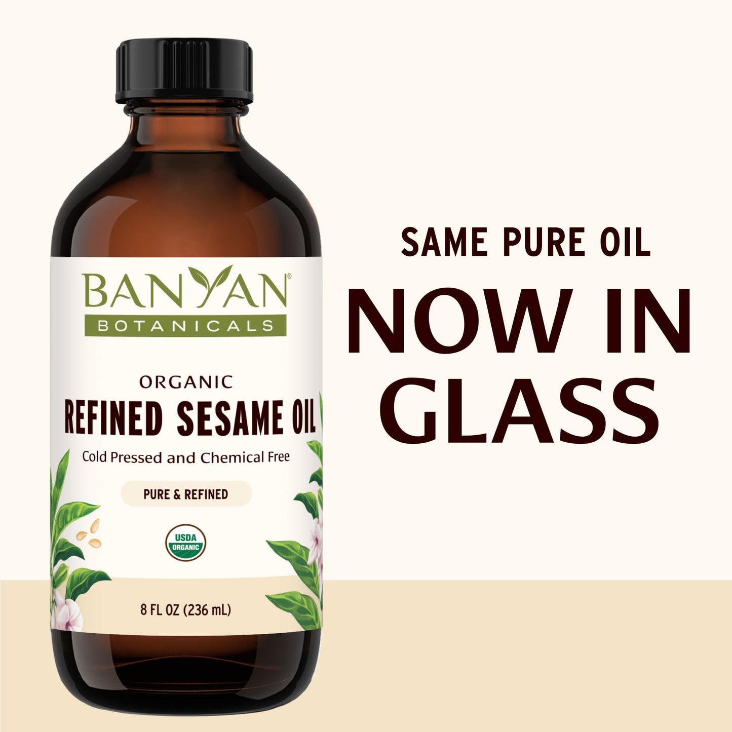Banyan Botanicals Refined Sesame Oil – Organic, Non-GMO, Vegan – 8 Fl Oz – Natural Color