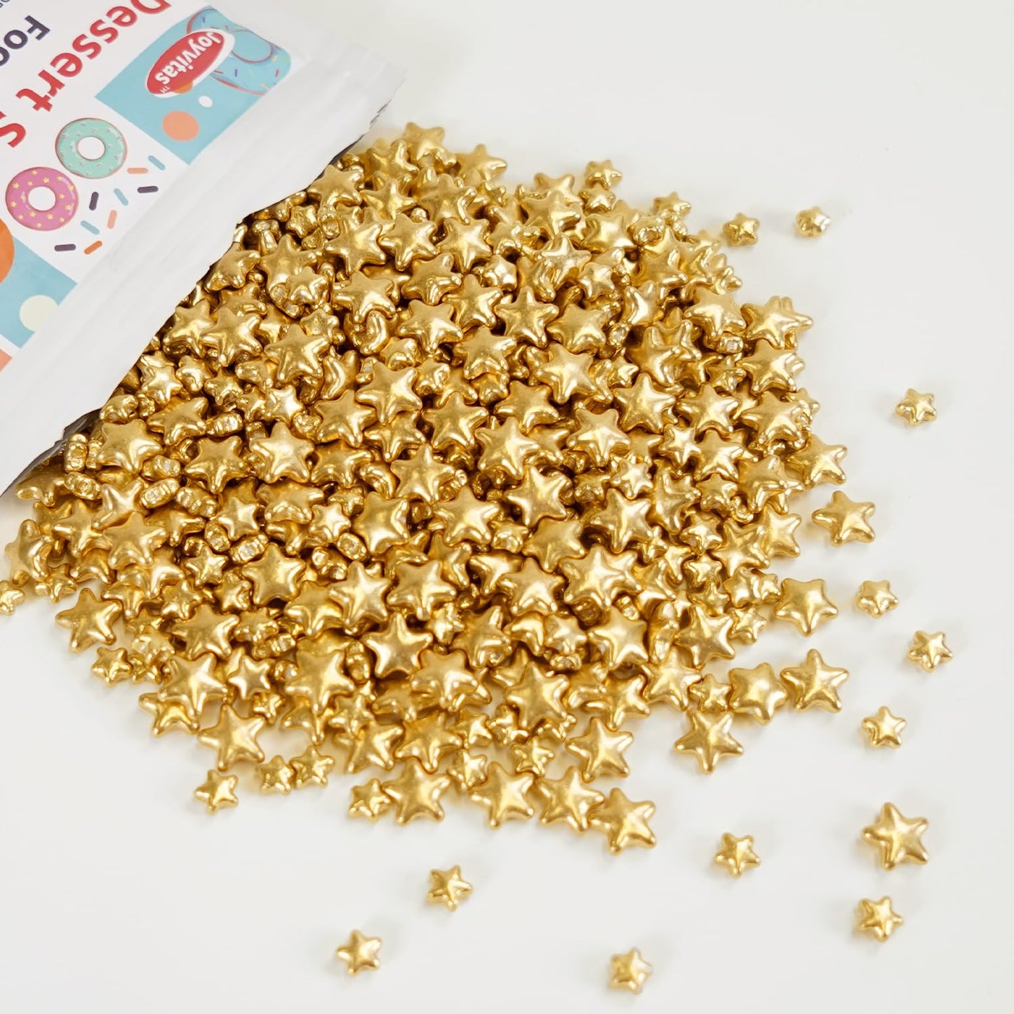 Joyvitas Christmas Gold Star Sprinkles, Edible Sugar Candy for Cake Decorating, 150g/5.29oz