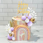 Purple Balls Cake Topper Boho Grass Cake Topper Purple White Gold Pearl Balls Happy Birthday Cake Decorations For Wedding Baby S