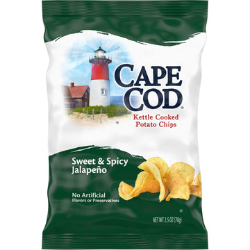 Cape Cod Potato Chips, Sweet and Spicy Jalapeno Kettle Chips, 2.5 Oz