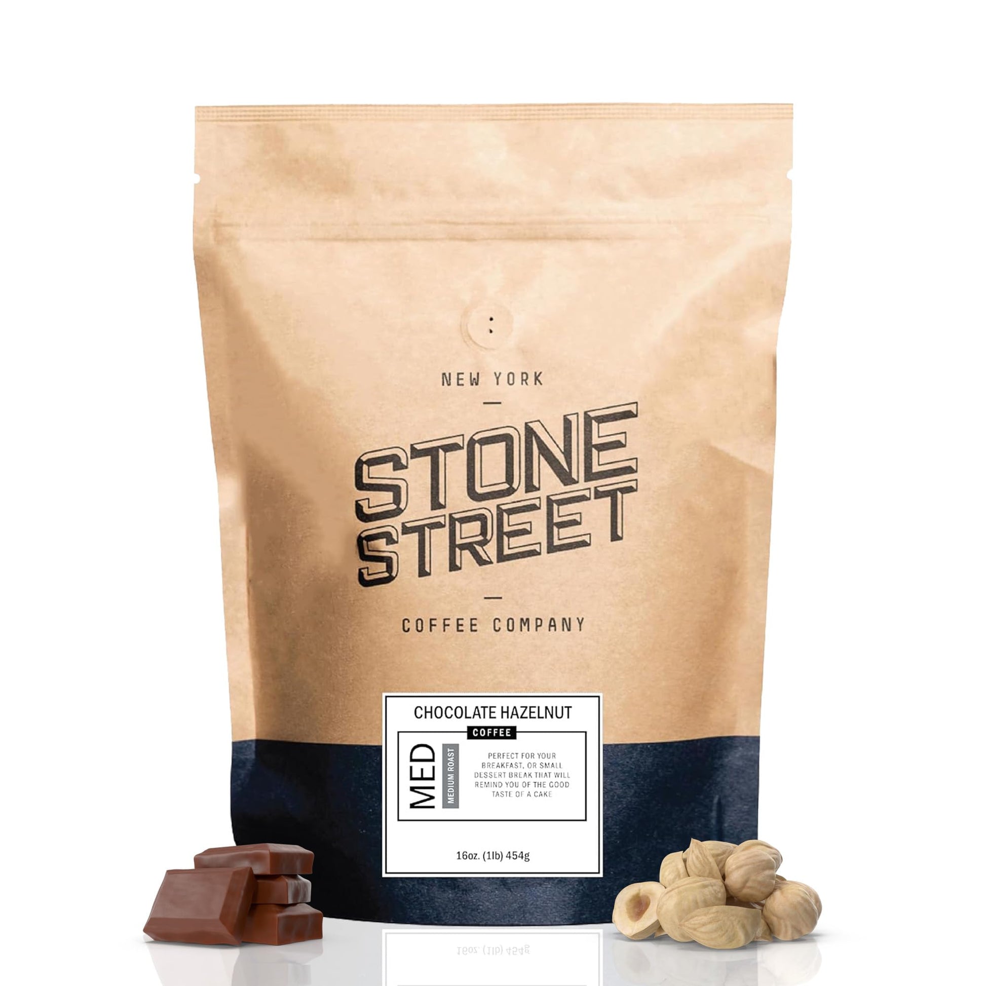 Stone Street Flavored Ground Coffee, Chocolate Hazelnut, Medium Roast, 16 Ounce