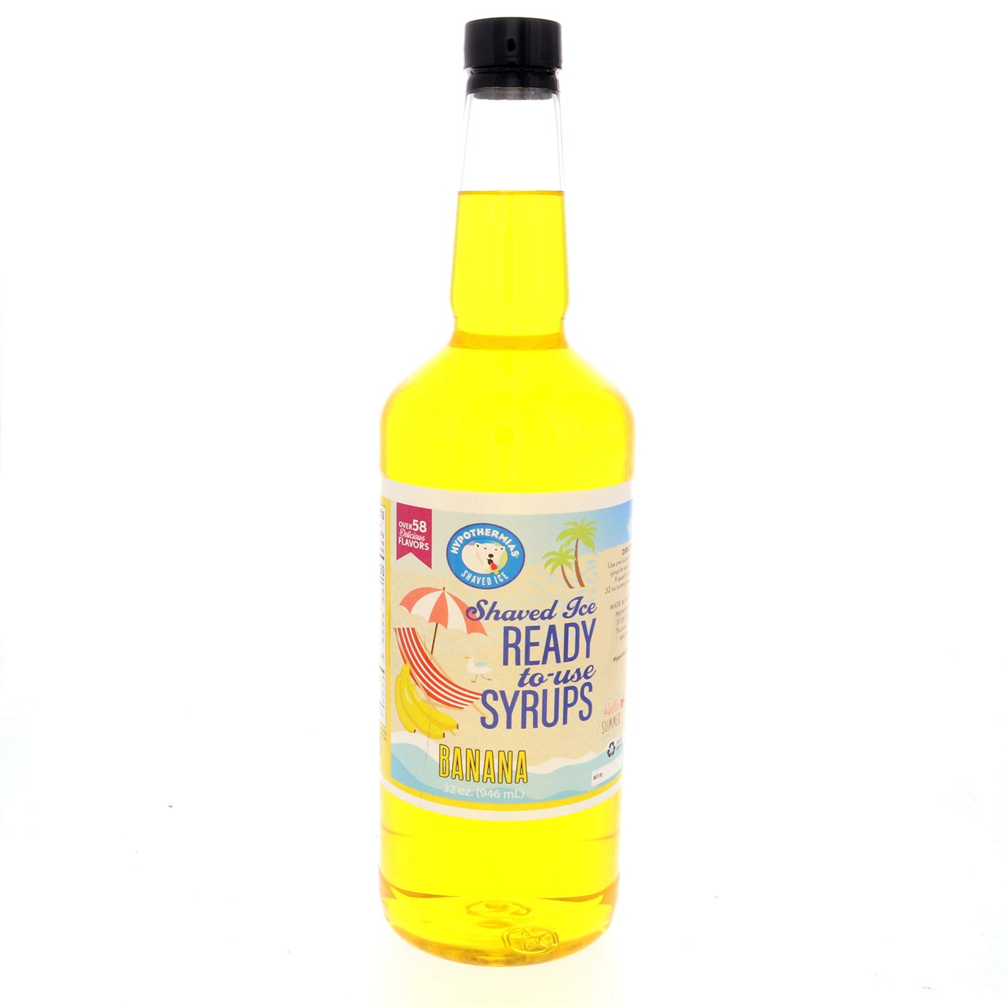 Hypothermias Shaved Ice & Snow Cone Syrup - Quart (32 Fl. Oz) - Banana - Non-Gmo 100% Pure Cane Sugar