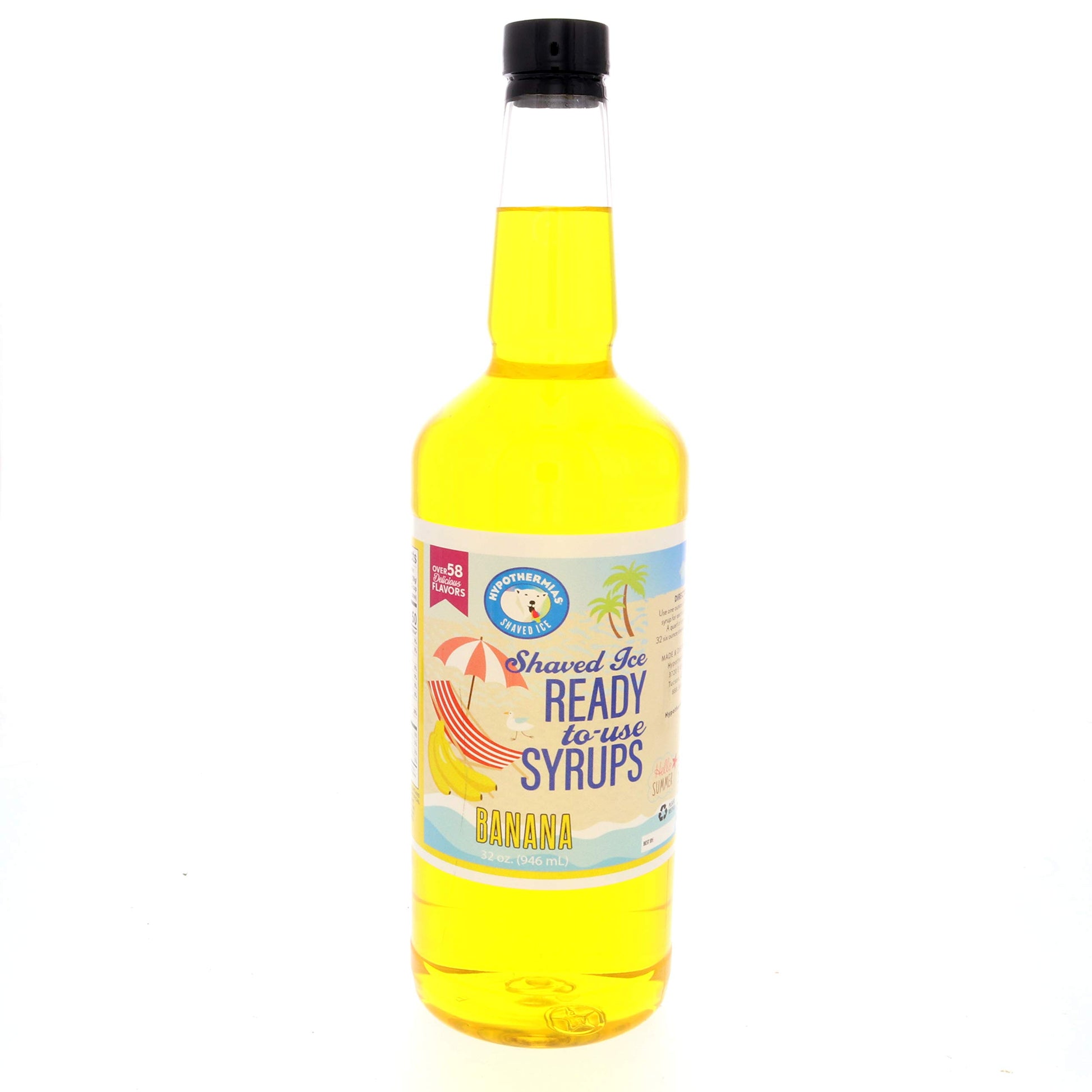 Hypothermias Shaved Ice & Snow Cone Syrup - Quart (32 Fl. Oz) - Banana - Non-Gmo 100% Pure Cane Sugar