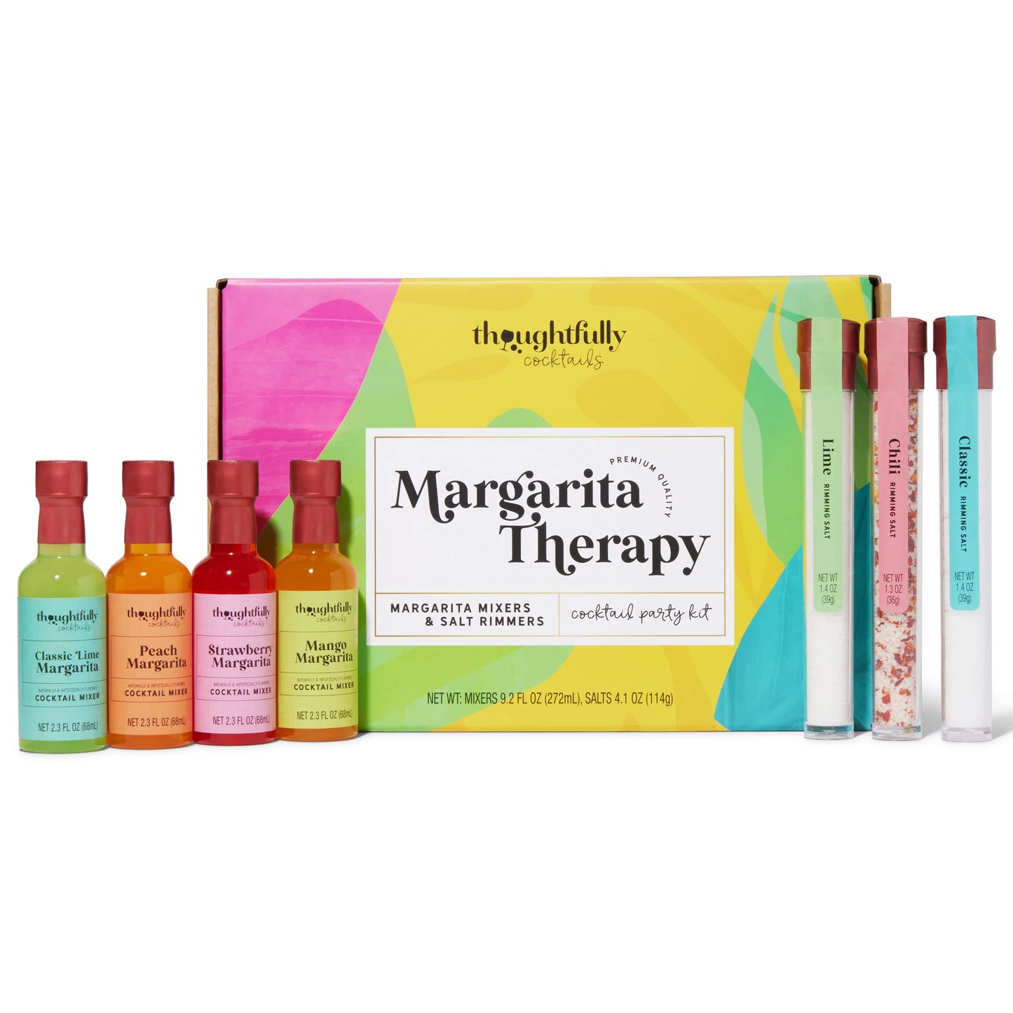 Thoughtfully Mixed Flavors  Margarita Mixed Flavor Therapy Gift Set  Pre-Measured Single Serve Mixers  Includes 4 Fruit Flavored Margarita Mixers And 3 Flavored Rimming Salts  Set Of 7 (Contains No Beverage-Style)