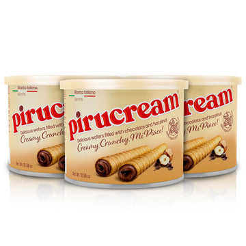 Pirucream Rolled Wafers With Chocolate Hazelnut, Organic Alkaline 100% Cocoa – No Trans-Fat, Preservatives, Colorants Or Additives And Without Palm Oil (300Gr/ 10.58Oz Each One – 3 Pack Tin)