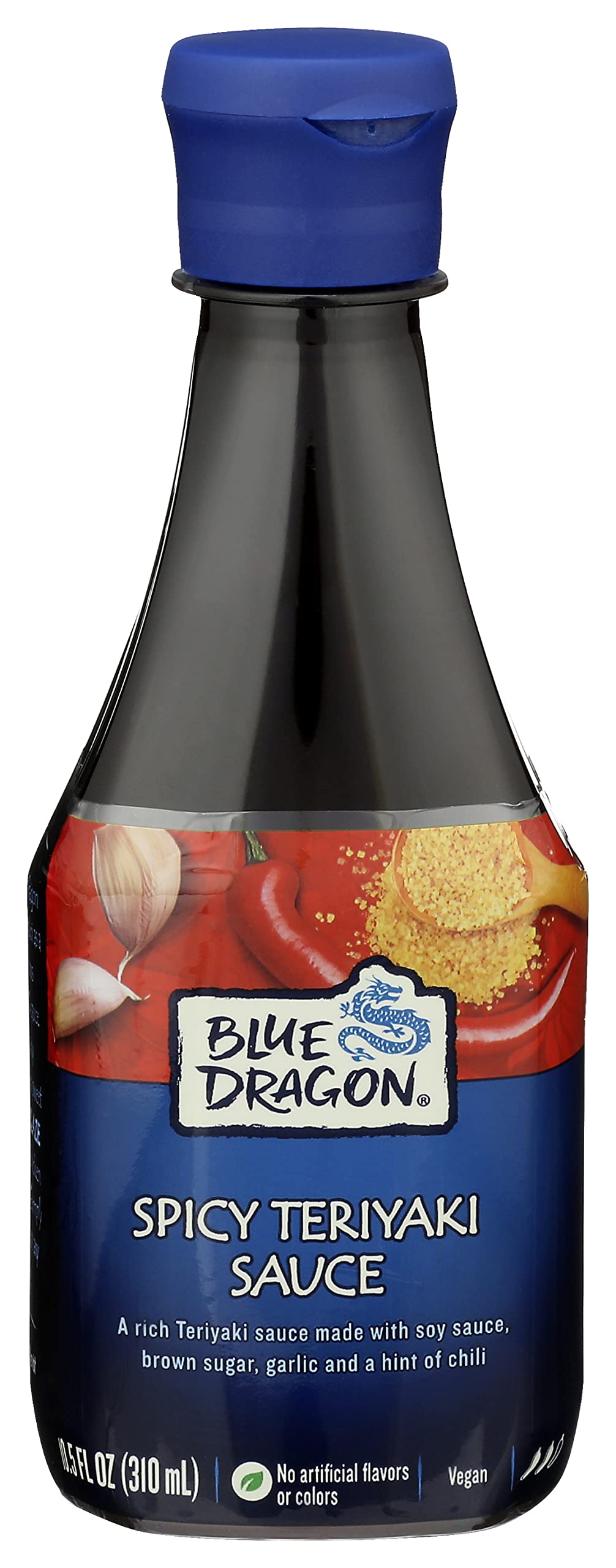 Blue Dragon Spicy Teriyaki Sauce, Dipping Sauce, Marinade, Squeezy Bottle, Vegan, 10.5 Ounce (Pack of 1)