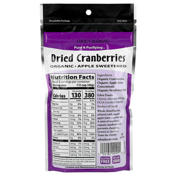 Eden Organic Dried Cranberries, 4 Oz Pouches