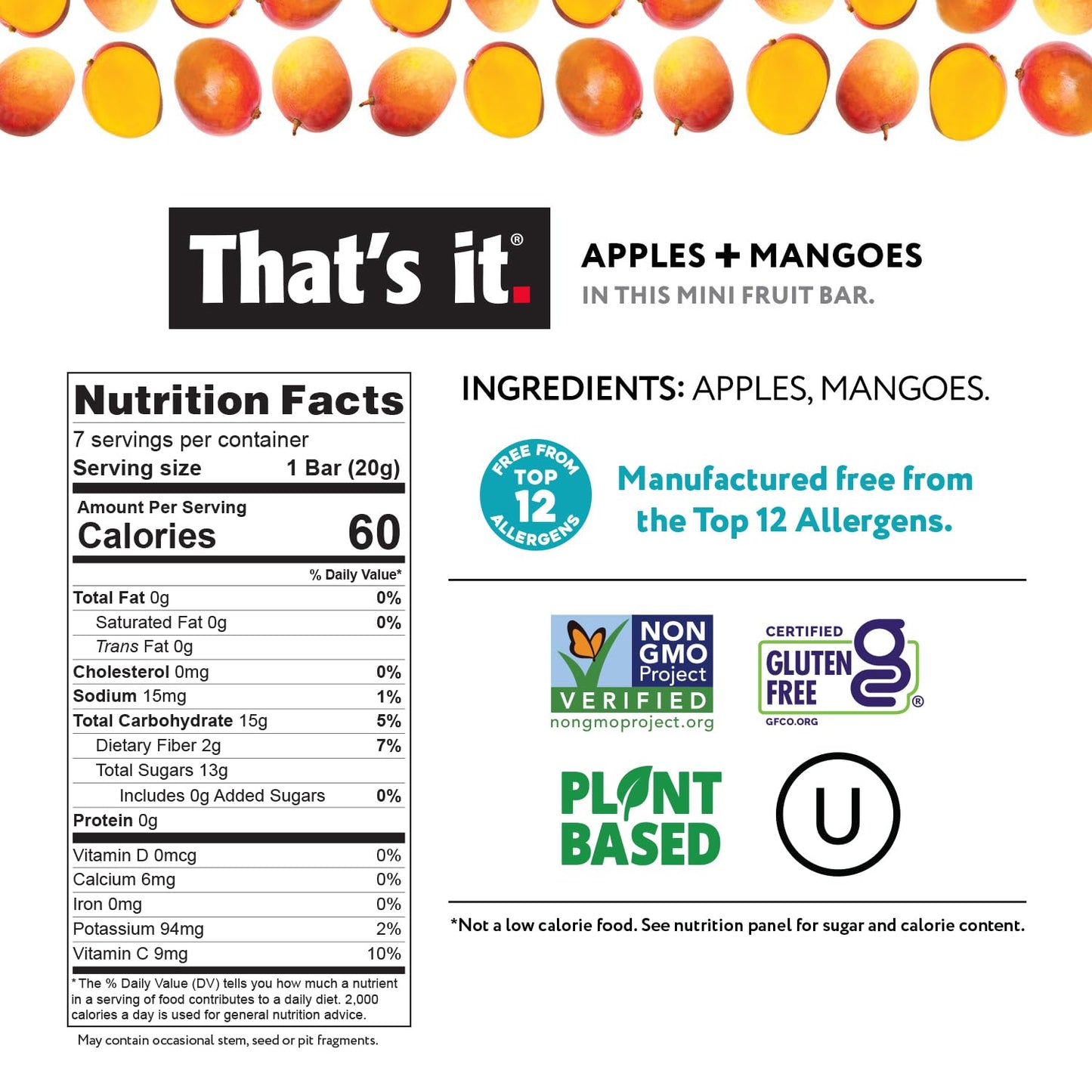 Thats it. Mini Fruit Bars Variety Pack, No Sugar Added, Vegan, Gluten Free, Medium Size, 35 Bars, Includes Blueberry, Cherry, Fig, Mango, Strawberry