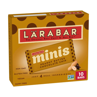 Larabar Peanut Butter Chocolate Chip Mini Bars, Gluten Free Vegan, 10 ct