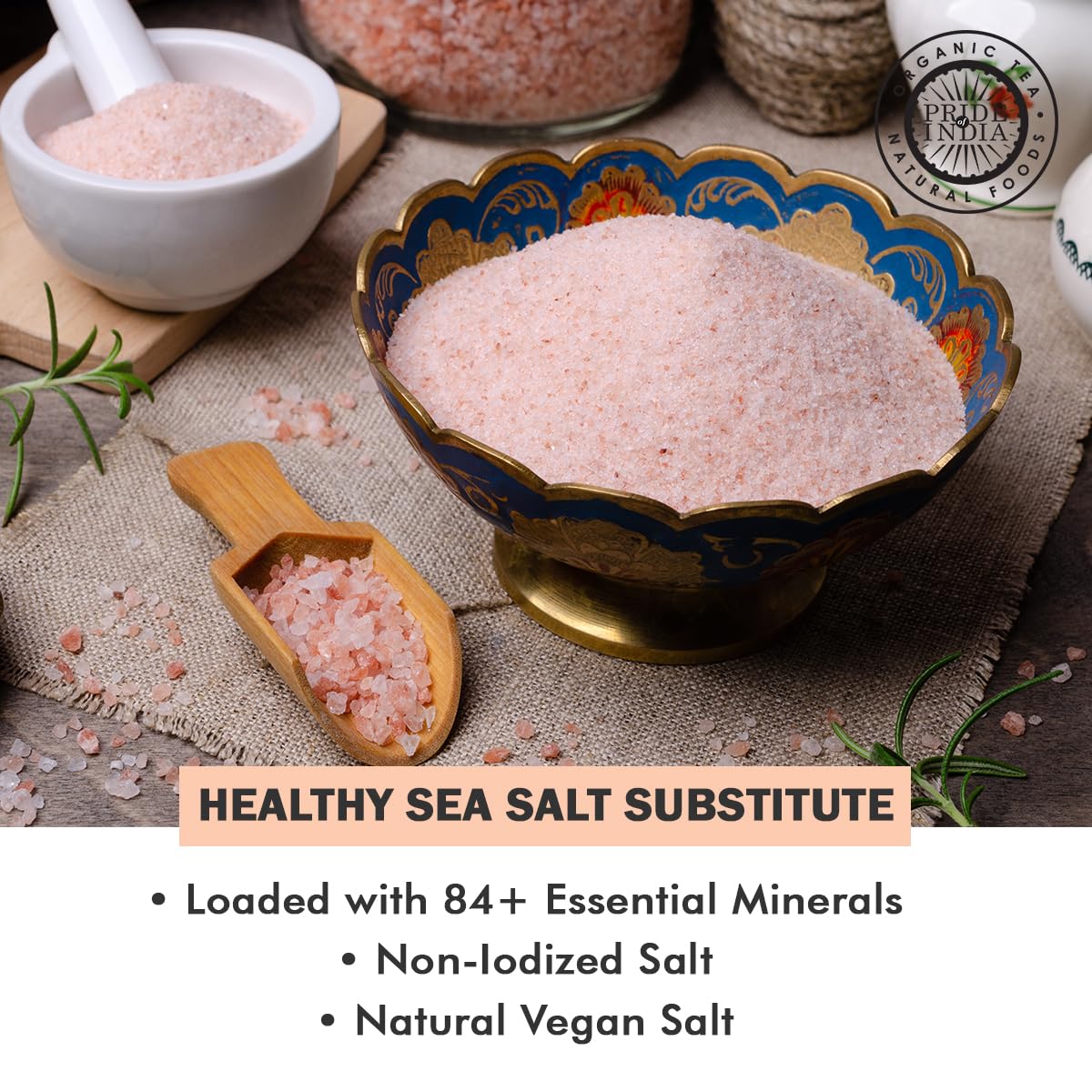 Pride Of India - Dark Himalayan Pink Salt - Enriched w/ 84+ Natural Minerals, Fine Grind 1 Pound (16 oz) Dual Sifting Jar - Easy