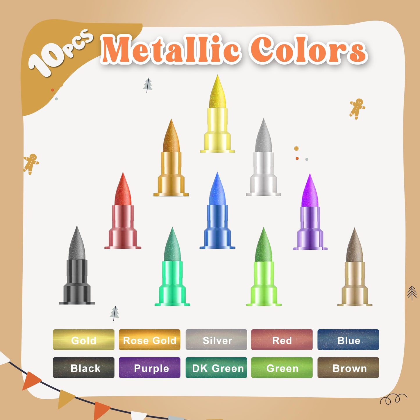 Edible Metallic Markers, 10Pcs Upgrade Food Grade Gold Shimmering Pens For Cookie/Cake/Cupcake/Fondant/Baking Decorating By Prea