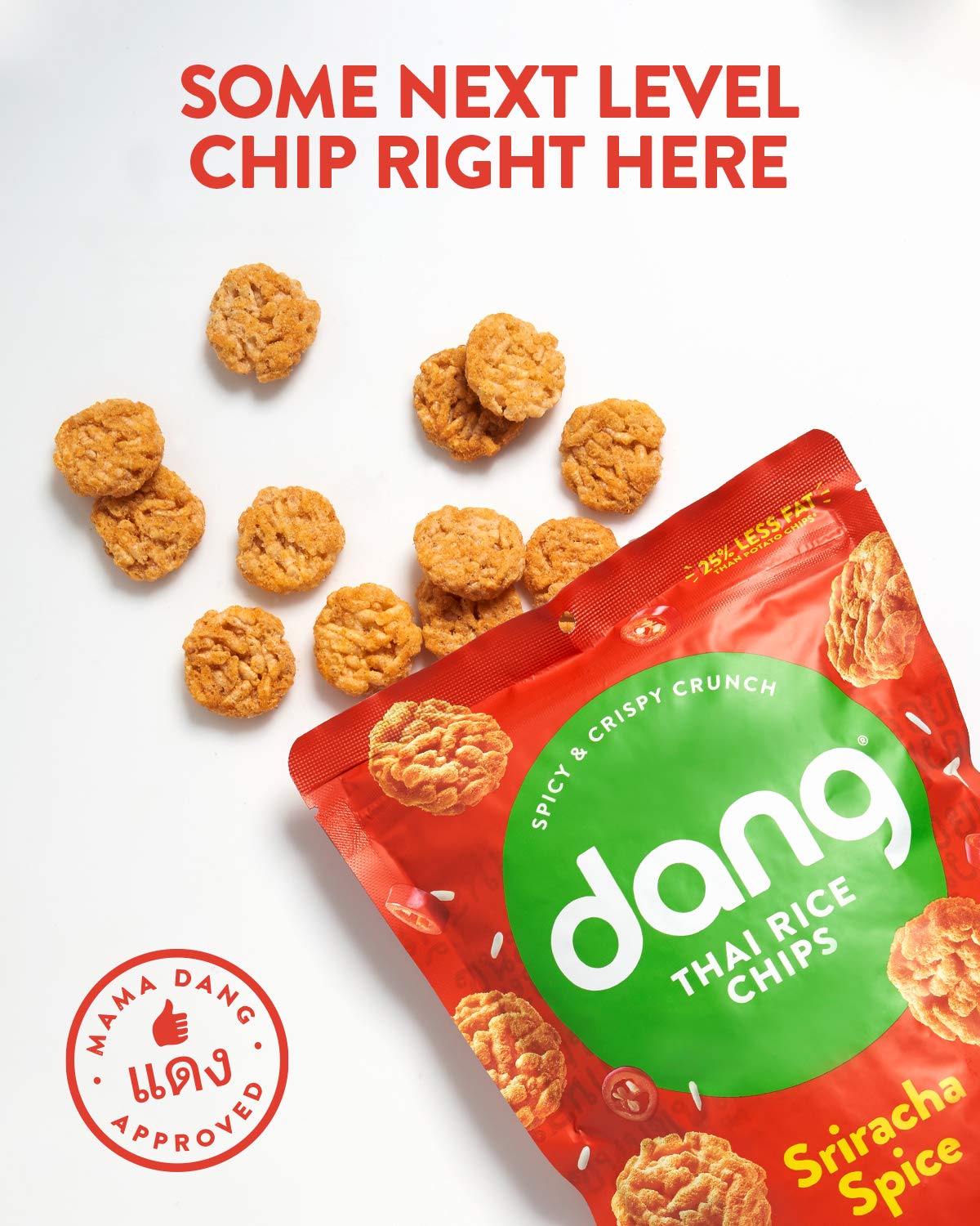 DANG Rice Chips, Sriracha Spice, Vegan & Gluten Free, 3.5 Oz Resealable Bags, 4 Pack