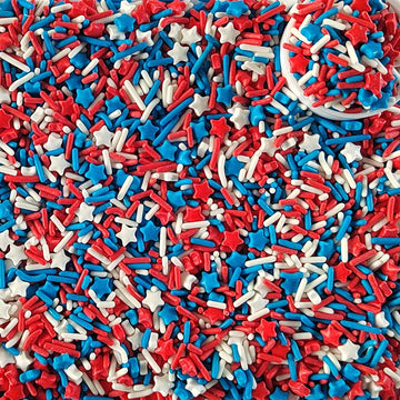EPHVODI Star Sprinkles Patriotic Sprinkles Red White and Blue Cookie Sprinkle July 4th Sprinkle Edible Soft Jimmies for Ice Crea