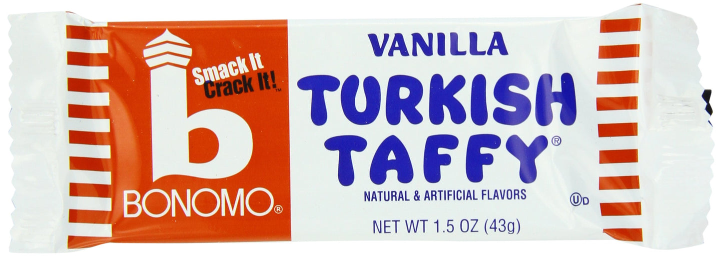 BAYSIDE CANDY Bonomo Turkish Taffy Bar, Vanilla, 1.5 Ounce, Pack of 24